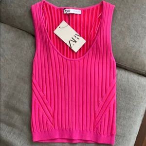 Hot pink sweater tank - ZARA